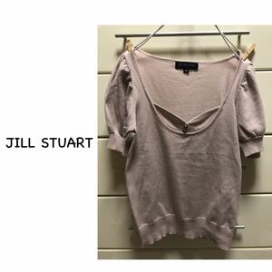 [ включая доставку ] Jill Stuart шелк .biju- имеется пуховка рукав короткий рукав вязаный M salmon розовый Topspin k