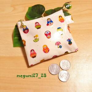 < coin case >matoryo- deer white! change purse .! hand made! laminate processing 