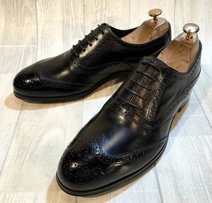 【未使用】EMPORIO ARMANI エンポリオ・アルマーニ◆25.5cm 40.5◆フルブローグ 革靴 ビジネスシューズ ドレスシューズ ITALY製 メンズ 黒