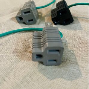 電源変換アダプター 3個セット グレー ブラック 中古 変換プラグ アース付き コンセント