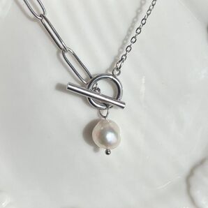 1点のみ ステンレス 金属アレルギー対応 0.8cm あこや真珠 アコヤパール マンテルネックレス