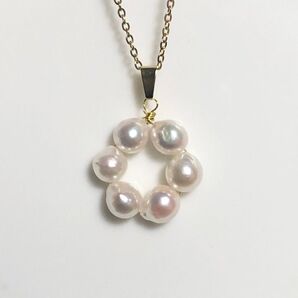 金属アレルギー対応 天然アコヤ 本真珠 パール ネックレス サージカルステンレス シェル あこや アコヤ貝 真珠