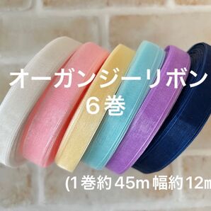オーガンジーリボン 6巻(1巻約45m・幅約12ミリ)