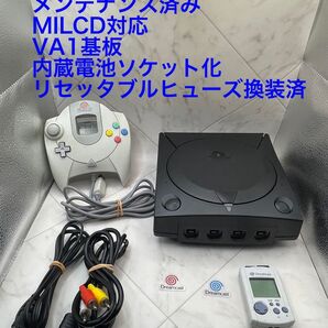 ドリームキャストVA1基板 MilCD 電池ヒューズ交換済 ブラックシェル換装