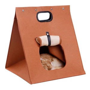 多機能ペットフェルト子犬猫洗える折りたたみベッドハウス暖かいポータブルキャリアバッグ