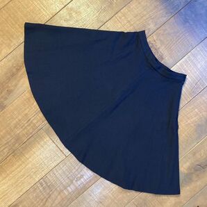 【室内試着のみ 】美品 無印/MUJI ひざ下丈フレアスカートゆったりMネイビー Aラインスカート 無地