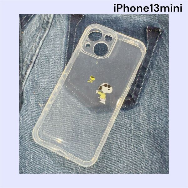 iPhone13mini用 ケース スヌーピー Snoopy スマホケース 側面設計 クリア TPU 透明
