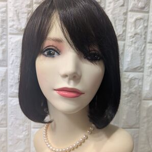 【医療用】人毛ミックスウィッグ ボブ ダークブラウン