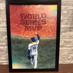ドジャース 大谷翔平 山本由伸 MVPワールドシリーズチャンピオン A4ポスター フレーム付き