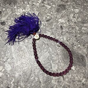 紫ガラス 念珠 約6mm玉 38珠 房付き 仏具用品