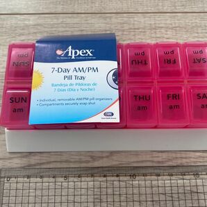 Apex 7-Day AM/PM Pill Tray ピルケース 薬ケース ピンク