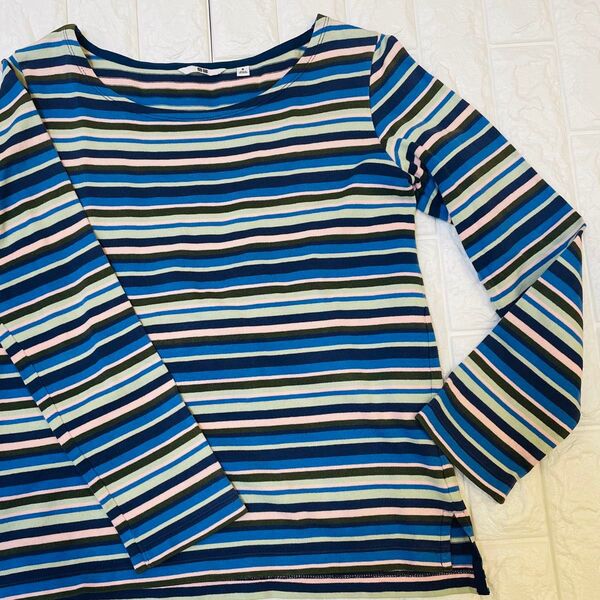 ☆UNIQLO ストライプ 長袖Tシャツ M 綿100% 匿名配送送料込 ボーダー カットソー