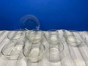 ◆24■PYREX■パイレックス◆8点セット■ガラスボウル■耐熱■サラダボウル■ガラス■調理用具■レトロ■