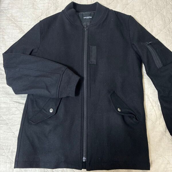 ナノユニバース NANO UNIVERSE ウール メンズブルゾン ブラック 黒 M メンズジャケット MA-1