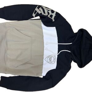 G-STAR RAW バイカラー プルオーバーパーカー ブラック ベージュ ホワイト