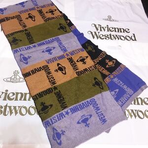 送料込●新品●Vivienne Westwood マフラー タオル地 グレー① ヴィヴィアンウエストウッド ビビアン ユニセックスウールレーヨン 日本製