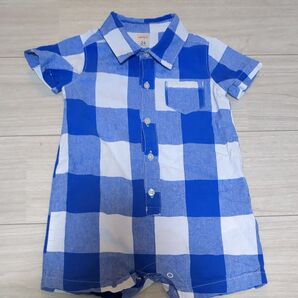 カバーオール チェック 半袖