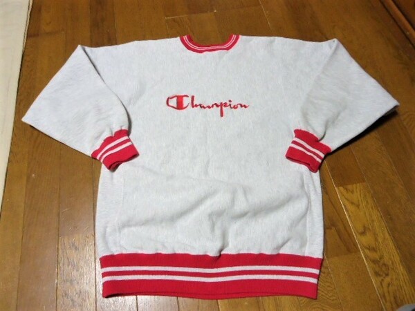 L/1990年代チャンピオンChampion/リバースウィーブ /USA/刺繍タグ/トリコ/リブライン/リブボーダー/トレーナー/スウェット/パーカー90S