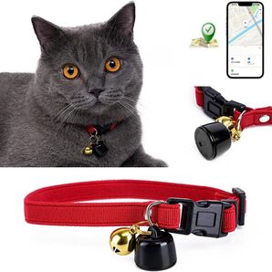 【新品未開封】 HOADMEAT ペット専用小型化エアタグ紛失防止タグ & 金の鈴と首輪セット 迷子防止 AirTag完全互換