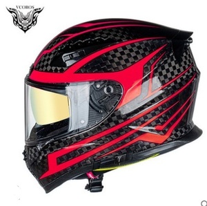 新入荷 VCOROS 12K炭素繊維 超軽量 ダブルレンズ ヘルメット フェイスオンロードヘルメット バイクヘルメット フルフェイス E1-XL 