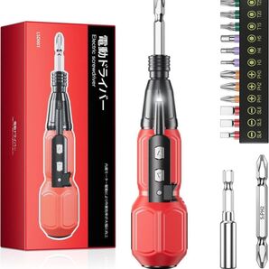 電動ドライバー 小型軽量 充電式ドライバー 5V 1800mAh 超硬S2鋼ビツト採用 14本付 正逆転切り替え ブレーキ機能付