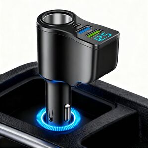 4in1シガーソケット 【66W超急速充電】 車 充電器 車載充電器 PD30W 急速充電プロトコルに対応し リアルタイム