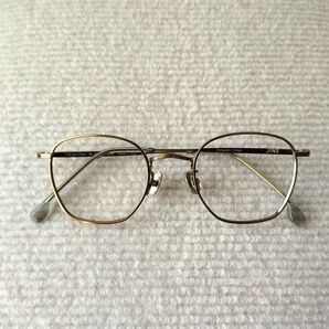JINS メガネフレーム UTF−22S−127AA 多角形 47□21 チタン合金 アンティークゴールド ビッグシェイプ