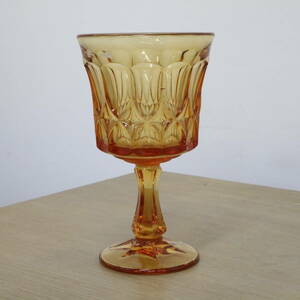 あ=B1484 Notitake ノリタケ　ヤングカラーガラス　ワイングラス　色ガラス 茶系　直径約9.5cm 高さ約17cm