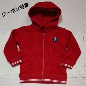 3can4on 赤のパーカー ジップアップ ジャンパー 90センチ 春秋
