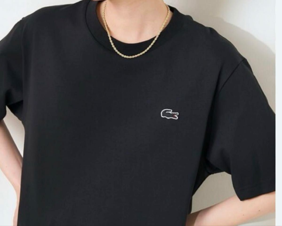 LACOSTE ブラック スリムフィット Tシャツ 黒 半袖