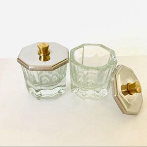 フタ付き・ダッペンディッシュ・グラスディッシュ・八角形・筆洗い・ガラス容器・ジェルネイル用筆洗浄・2個セット