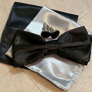 黒 蝶ネクタイ メンズ 結婚式 4点セット 冠婚葬祭