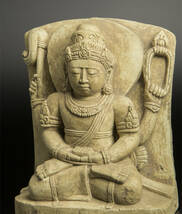 10世紀 石灰石雕神像 共箱 爪哇 印度尼西亚 ジャワ インドネシア Java_画像3