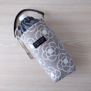 カメリア柄(グレー) 保温保冷 ペットボトルホルダー カバー