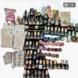 11月19日まで価格 ジェルネイル 新品未使用品多数 チップパーツホログラムラインストーンコンテナジェル 50品以上まとめ売り