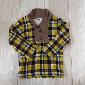 RAG MART ラグマート 90 チェック柄 トレーナー ブラウン イエロー 長袖