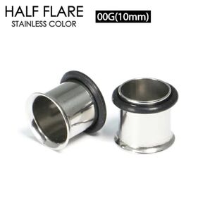 1個 00G ハーフフレア シングルフレア アイレット サージカルステンレス トンネル ボディピアス サージカルステンレス