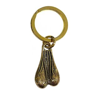 1個 二重カン35mm ブルズボール 牛 睾丸 バンパーナッツ トラックナッツ 真鍮 キーチェーン キーホルダー 古銅 幸運