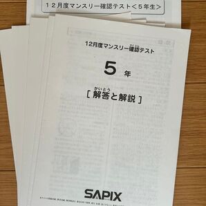 SAPIX 5年12月度マンスリー確認テスト おまけ:成績一覧表+4科目の正答率表 2023年12月実施