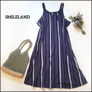 【値段交渉OK♪】スマイルランド●配色が素敵♪ストライプ柄ジャンスカロングワンピース/プラスサイズ 5L 大きいサイズ ぽっちゃり
