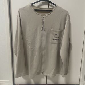 ノーカラーカーディガン トップス アウター トレーナー ファスナー 前開き