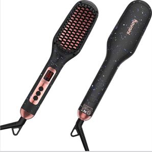 Savani ストレートヒートブラシ S1119ヘアアイロン/ヒートブラシ/急速加熱/マイナスイオン/LED表示