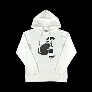 新品 大きい オーバー サイズ XXL XXXL 対応 BANKSY バンクシー 東京 傘 ネズミ グラフィティ アート ビッグ パーカー 黒 ジップアップ 可