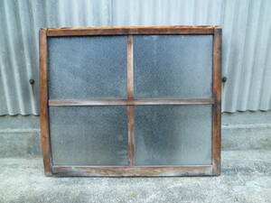 M7232 1950～60年代 木製小窓 京都の古民家より ガラス付 横幅81cm 奥行3cm 高さ68cm シャビーシック (0211)ゆうパック160サイズ