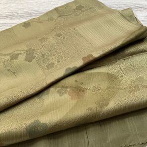 市松文様地紋起こし市紅茶に流水梅文様の染め 正絹帯揚げ