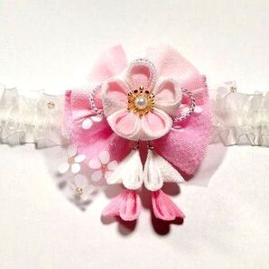 ヘアバンド ベビークリップ 髪飾り お宮参り 百日祝い つまみ細工