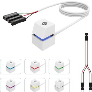 デスクトップpcケース電源ボタン机械青軸RGB灯2メートル延長線簡単コンパクトで便利 (七色の循環) 本体白色