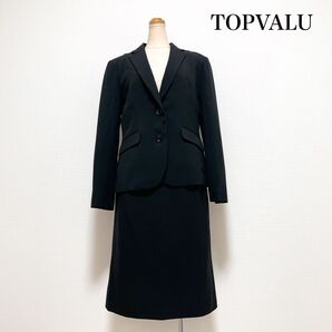 TOPVALU イオン スカートスーツ セットアップ 黒 11号 仕事 就活 面接 式典 セレモニー 入学式 卒業式