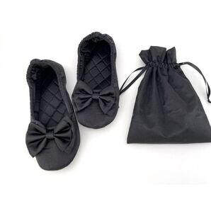 スリッパ 携帯用 室内シューズ ポーチ付き 折り畳み リボン 幼稚園 小学校