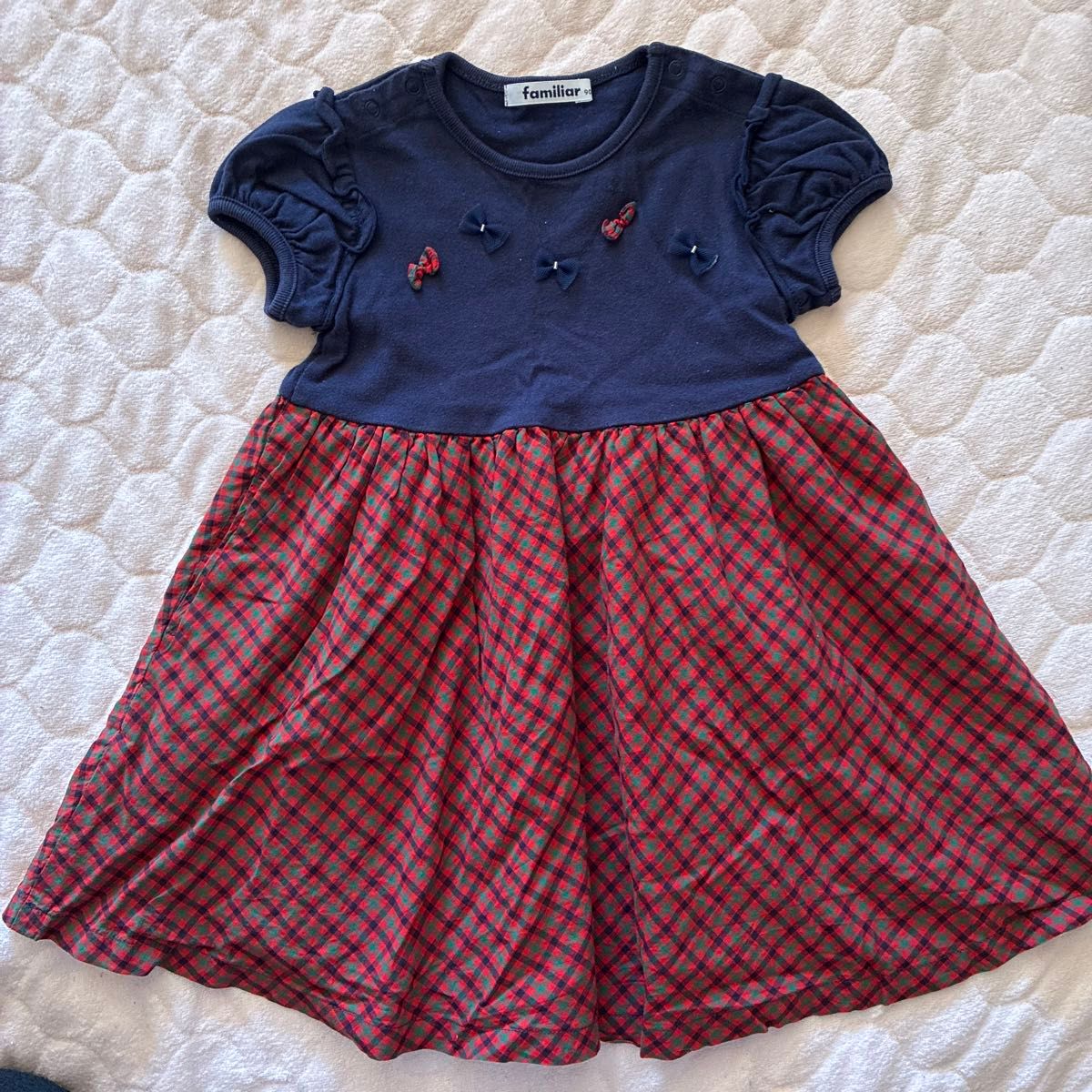 ワンピース familiar ファミリア 半袖ワンピース familiaワンピース90 定番チェック柄